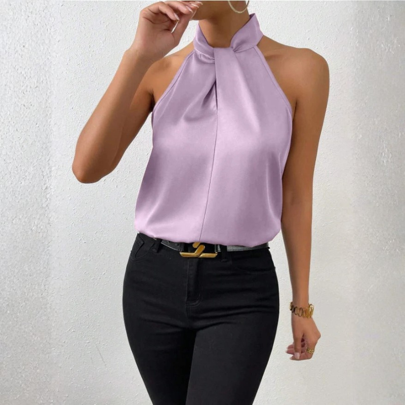 Blusa sin Mangas con Cuello Alto
