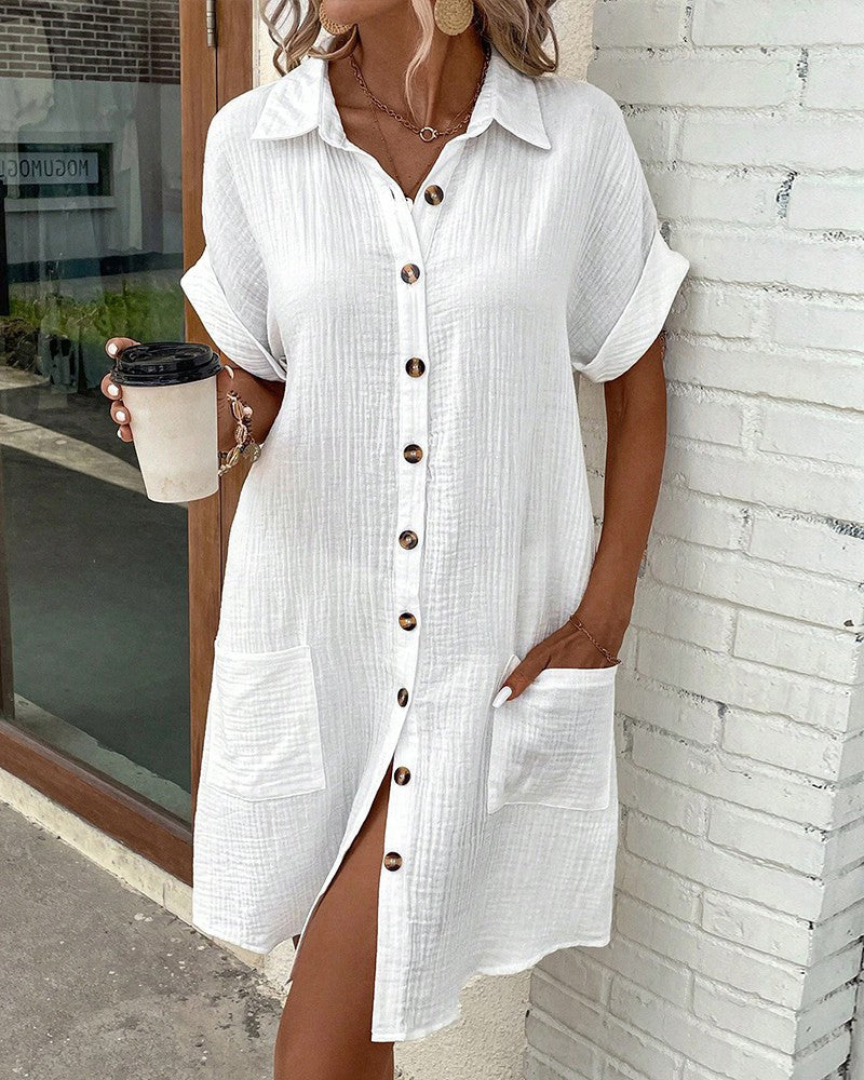 Vestido Camisero Ligero y Transpirable, Ideal para la Oficina y el Día a Día
