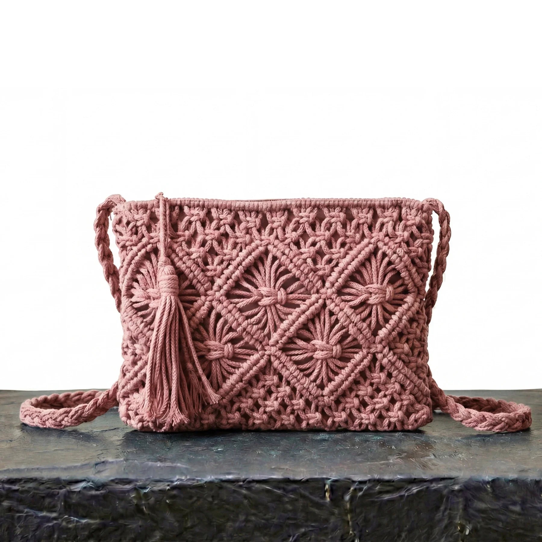 Bandolera de Verano Tejida, Estilo Macramé
