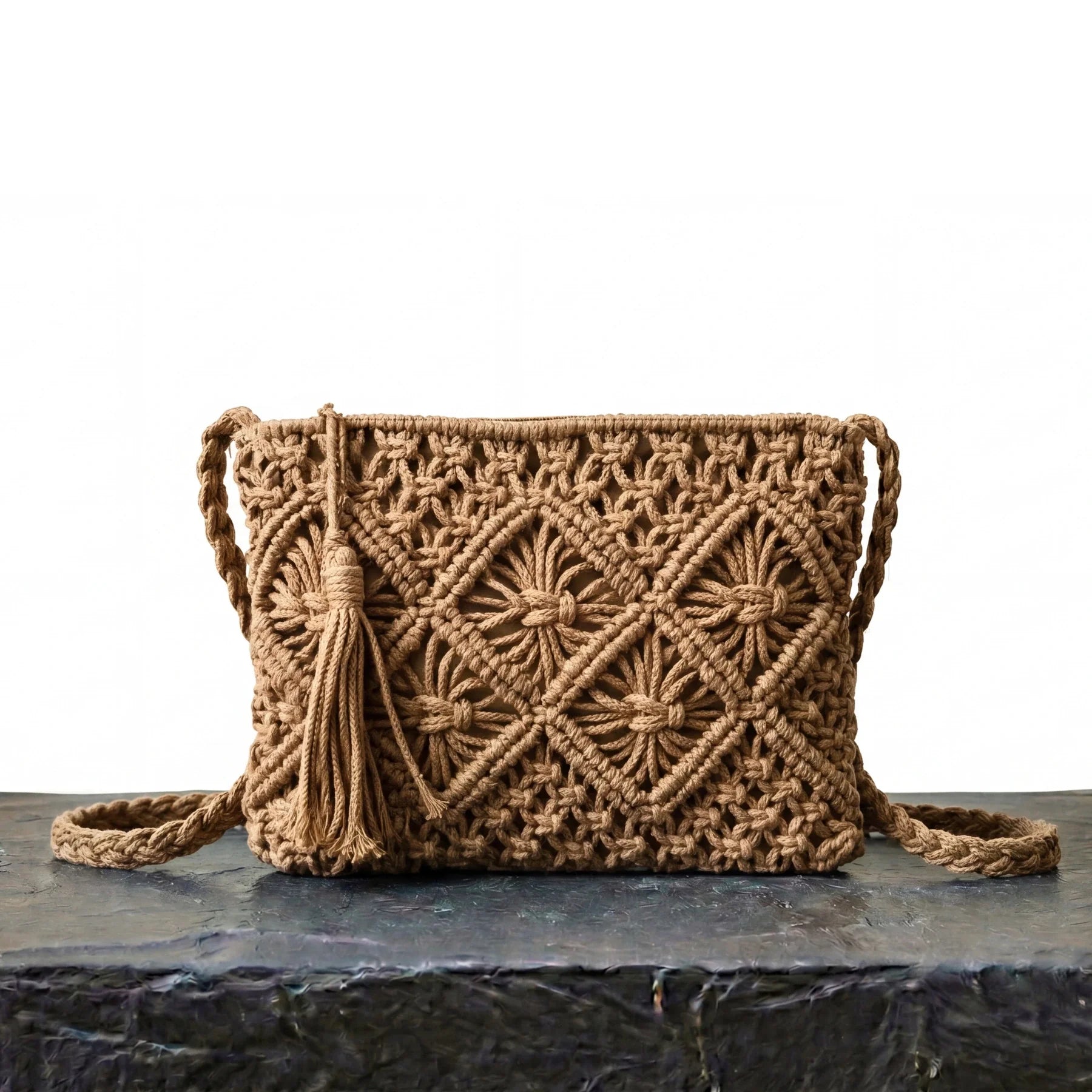 Bandolera de Verano Tejida, Estilo Macramé