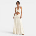 Conjunto Halter con Falda Larga Volantes