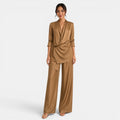 Conjunto Satinado Marrón Pantalón Ancho