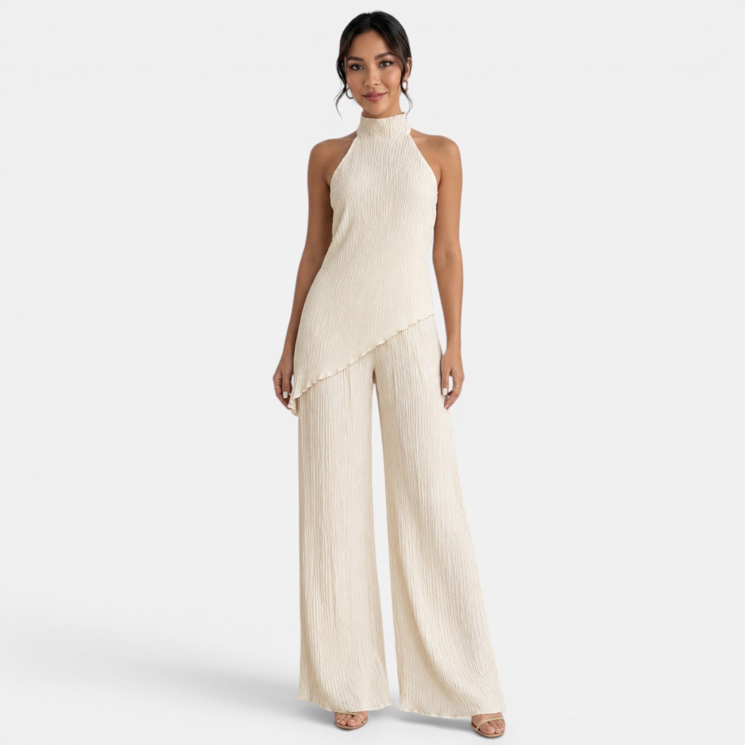 Conjunto Mujer Halter Pantalón Plisado