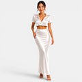 Conjunto Satén Blanco Mujer Elegante