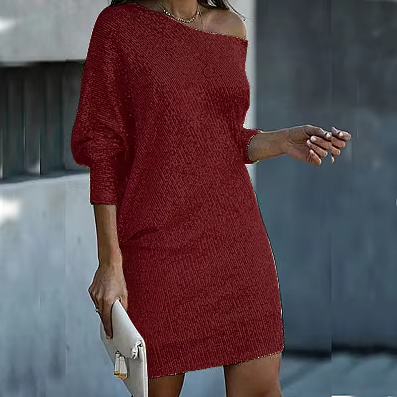 Vestido de Lentejuelas Elegante con Silueta Estilizada para Fiestas de Otoño e Invierno