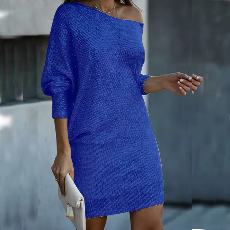 Vestido de Lentejuelas Elegante con Silueta Estilizada para Fiestas de Otoño e Invierno