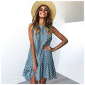 Tasana – Vestido Línea A de Verano con Bajo Fruncido y Estampado de Lunares