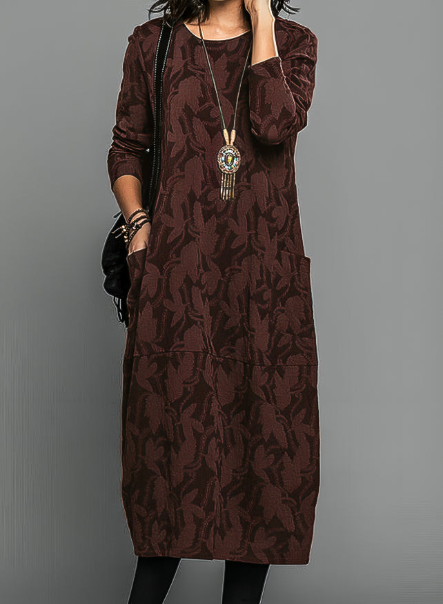 Vestido de Invierno Elegante con Bolsillos, Tejido Cálido y Diseño Versátil