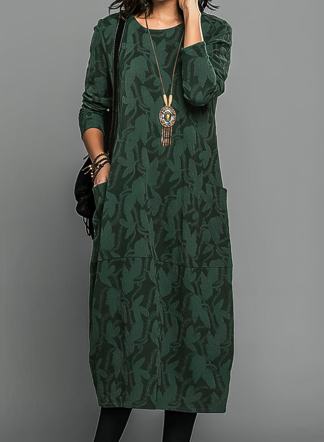 Vestido de Invierno Elegante con Bolsillos, Tejido Cálido y Diseño Versátil