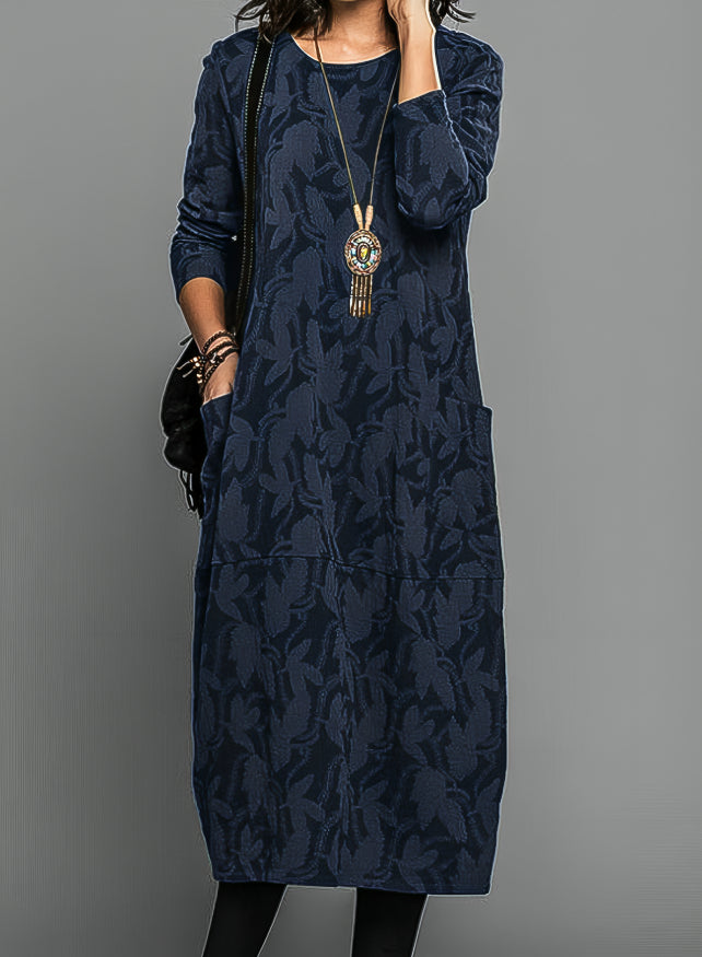 Vestido de Invierno Elegante con Bolsillos, Tejido Cálido y Diseño Versátil