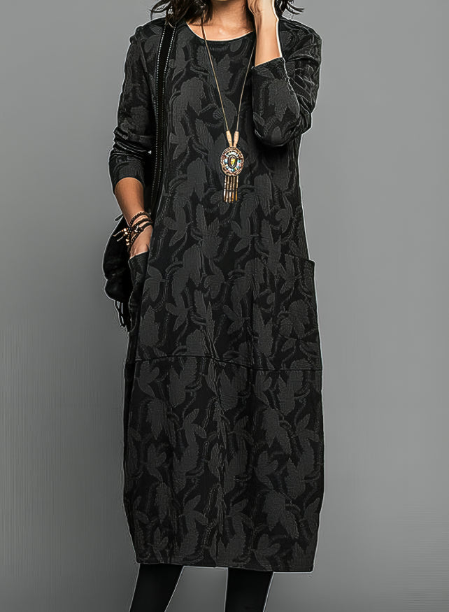 Vestido de Invierno Elegante con Bolsillos, Tejido Cálido y Diseño Versátil