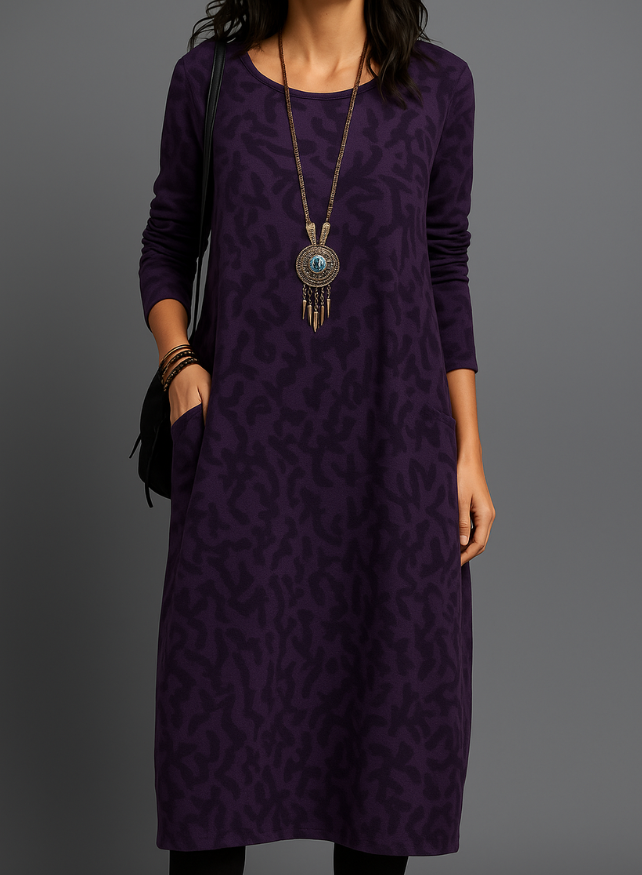 Vestido de Invierno Elegante con Bolsillos, Tejido Cálido y Diseño Versátil