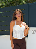 Top Corsé Blanco de Encaje con Tirantes Ajustables