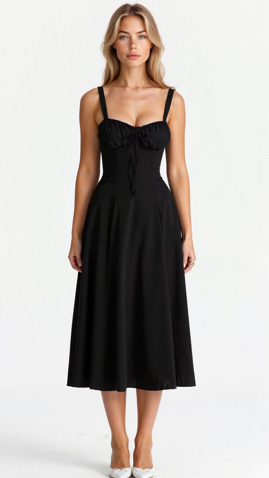 Vyssion – Vestido Midi con Diseño Corsé, Silueta Elegante y Escote Favorecedor