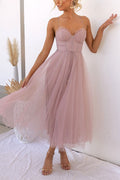 Vestido Maxi de Gasa Fluida sin Mangas con Escote en V para Eventos