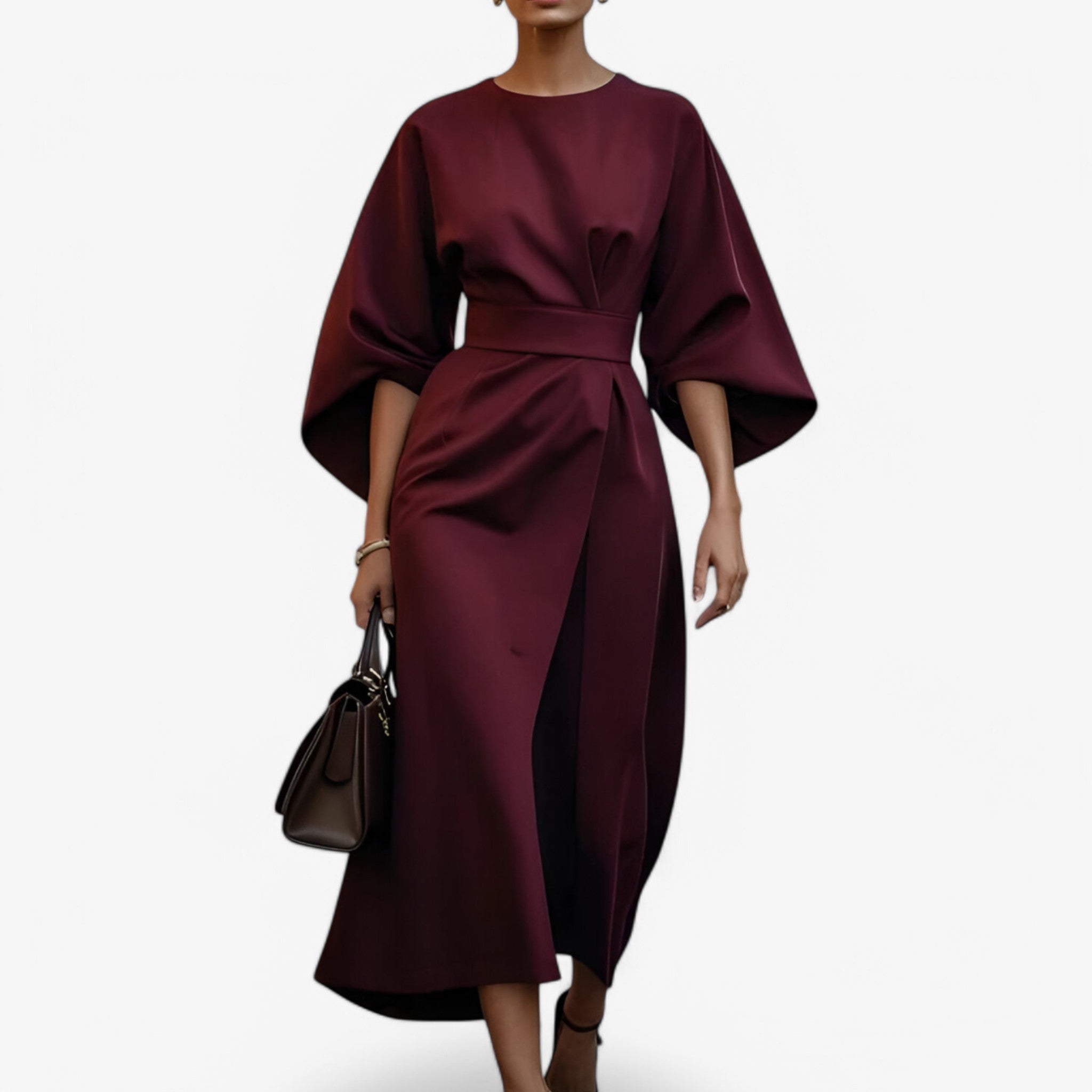 Elora – Vestido Asimétrico de Fiesta con Cinturón y Diseño Moderno