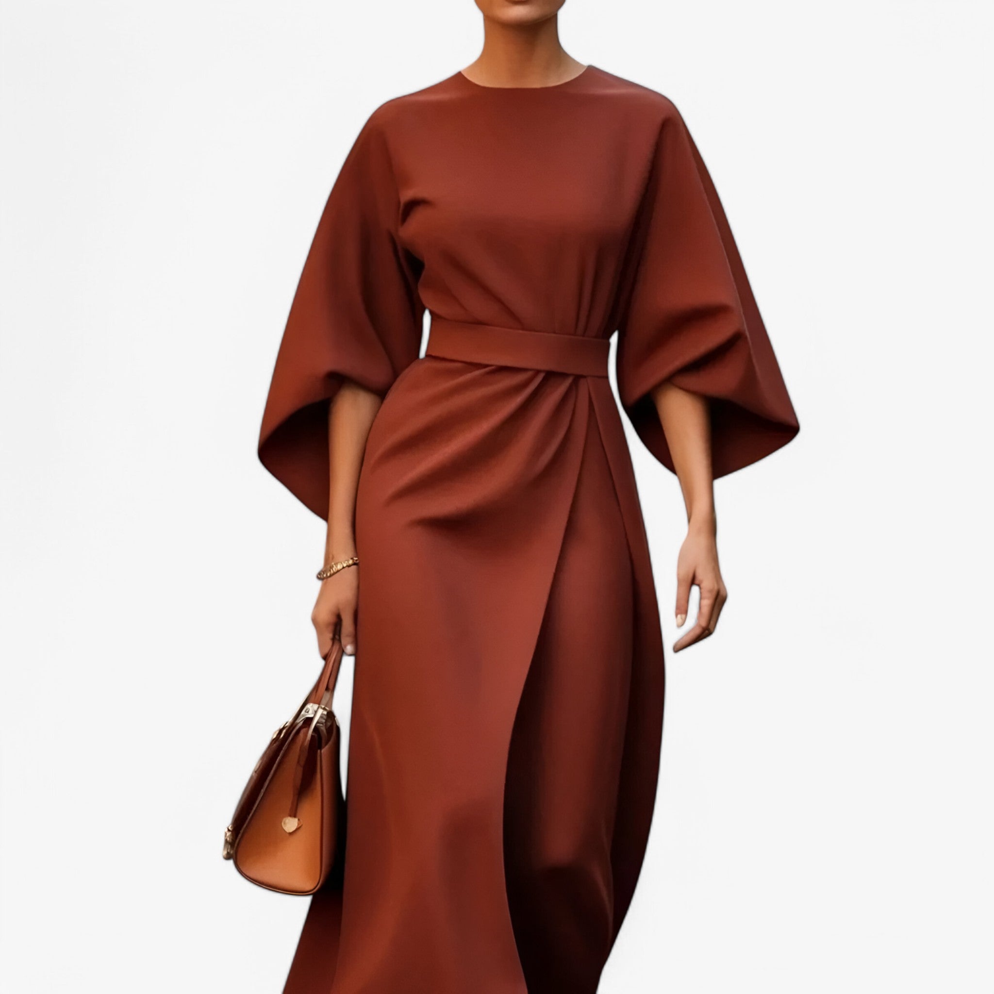 Elora – Vestido Asimétrico de Fiesta con Cinturón y Diseño Moderno