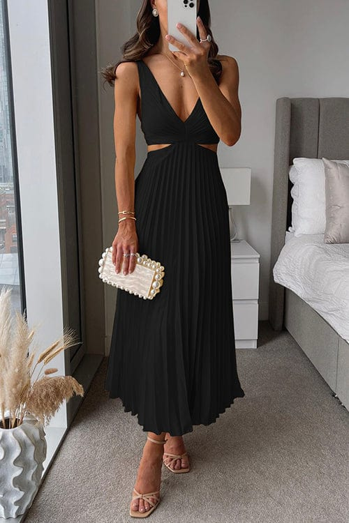 Dôre – Vestido Midi con Línea A, Escote en V Clásico y Silueta Atemporal