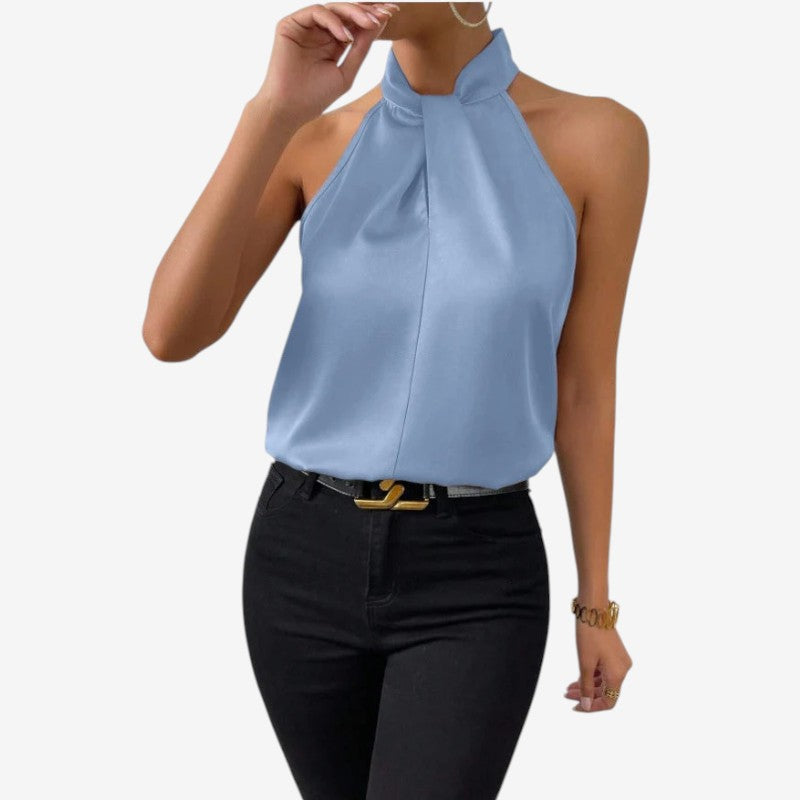 Blusa sin Mangas con Cuello Alto