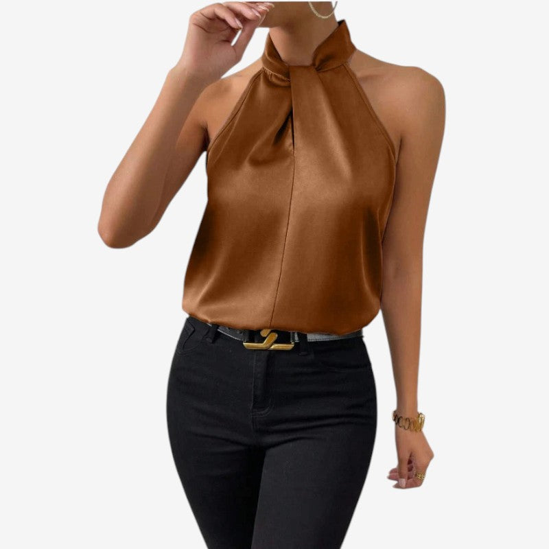 Blusa sin Mangas con Cuello Alto