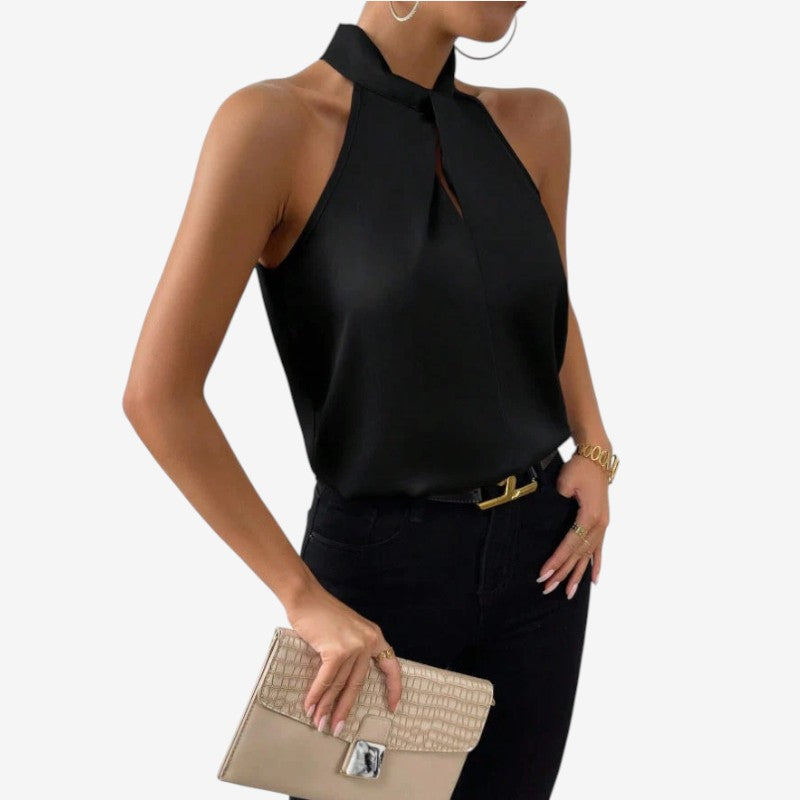 Blusa sin Mangas con Cuello Alto
