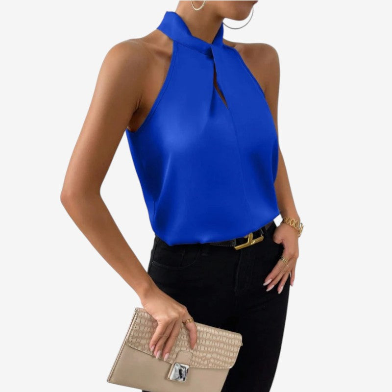 Blusa sin Mangas con Cuello Alto