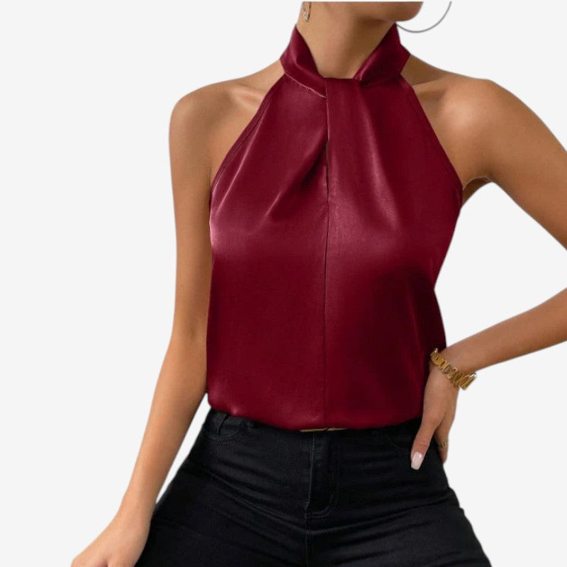 Blusa sin Mangas con Cuello Alto