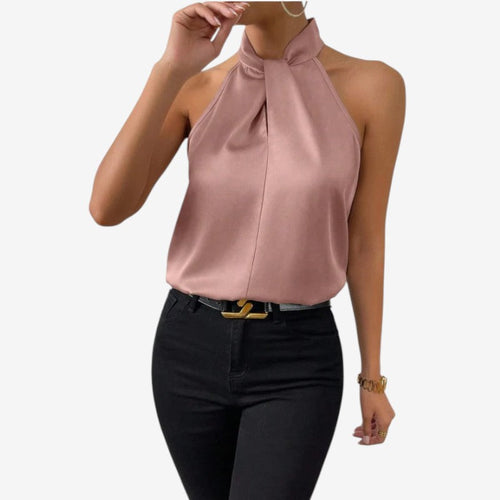 Blusa sin Mangas con Cuello Alto