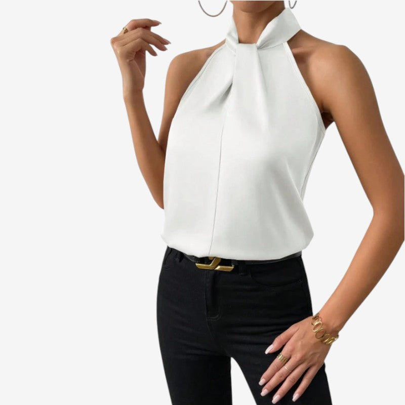 Blusa sin Mangas con Cuello Alto