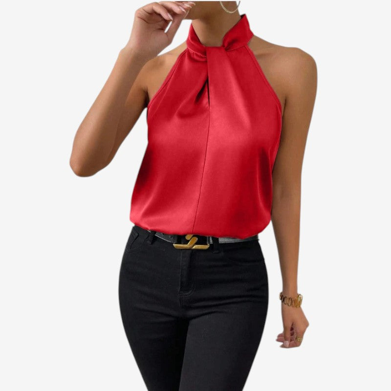 Blusa sin Mangas con Cuello Alto