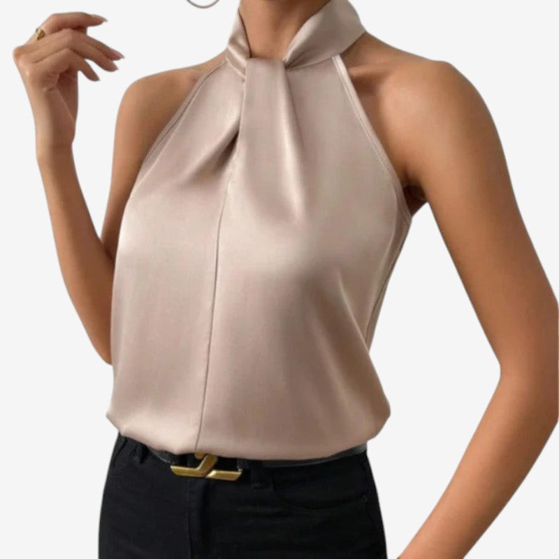 Blusa sin Mangas con Cuello Alto
