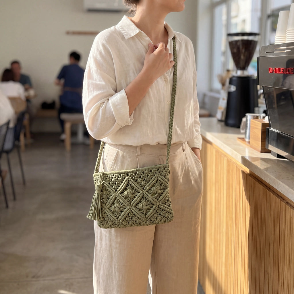Bandolera de Verano Tejida, Estilo Macramé