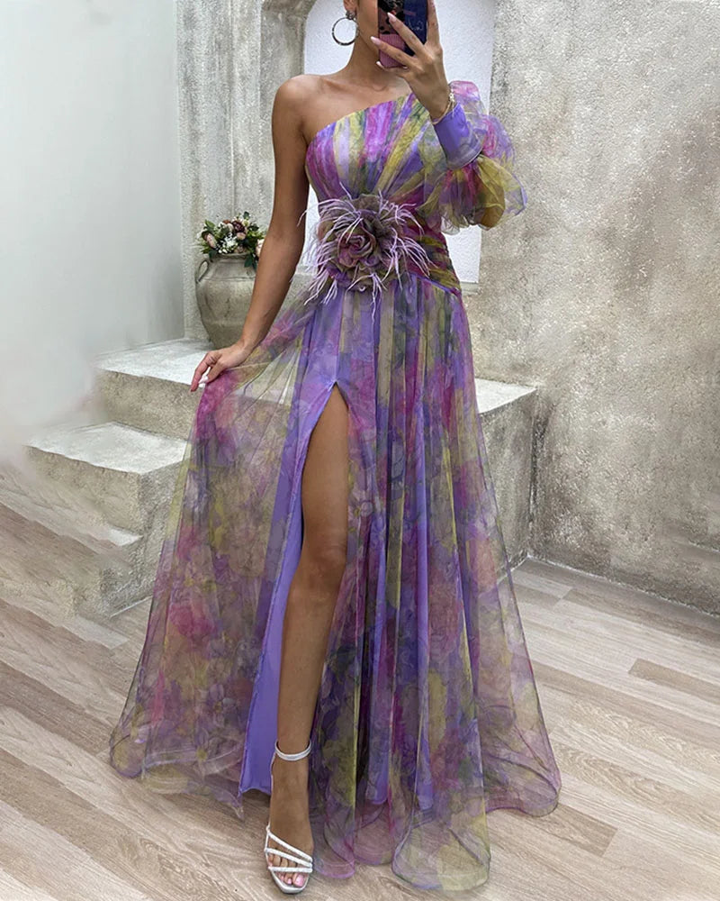 Vestido Largo de Tul Encantador con Capas Fluidas y Ligeras para Ocasiones Especiales