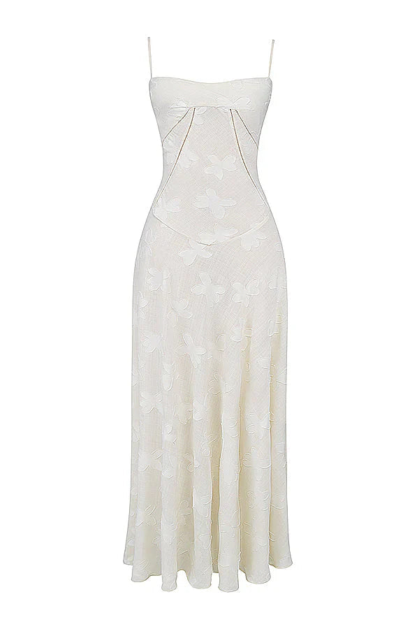 Vestido Boutique Maxi con Encaje de Inspiración Vintage y Estampado Floral Romántico