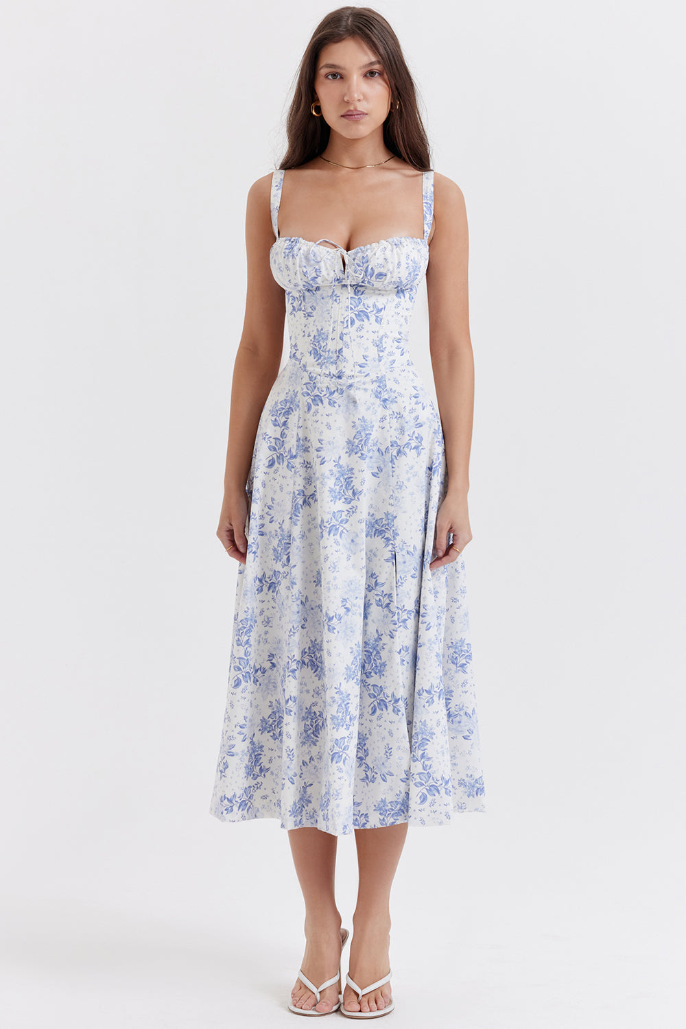 Luma – Vestido Bustier Entallado con Estampado Floral de Primavera