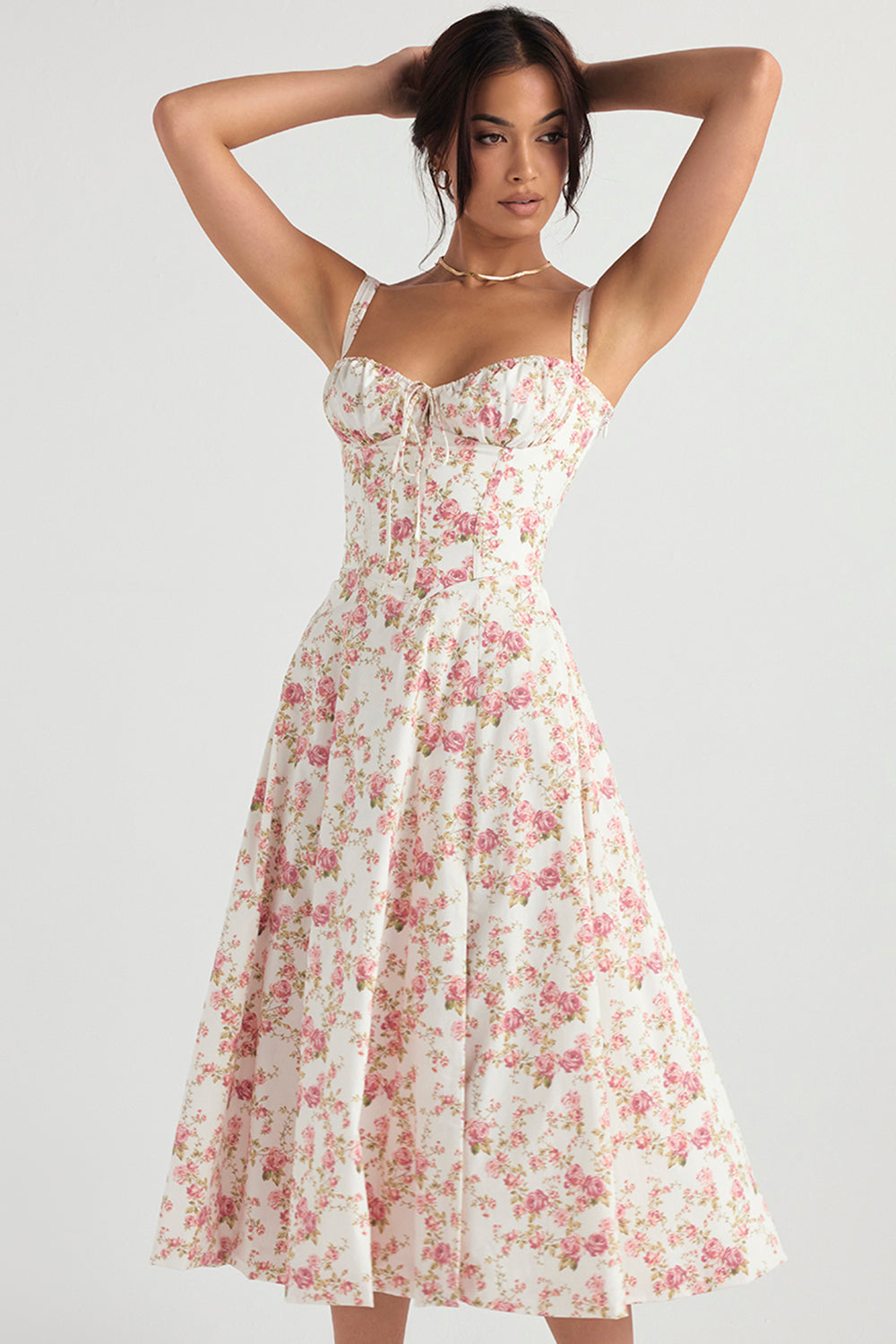 Luma – Vestido Bustier Entallado con Estampado Floral de Primavera