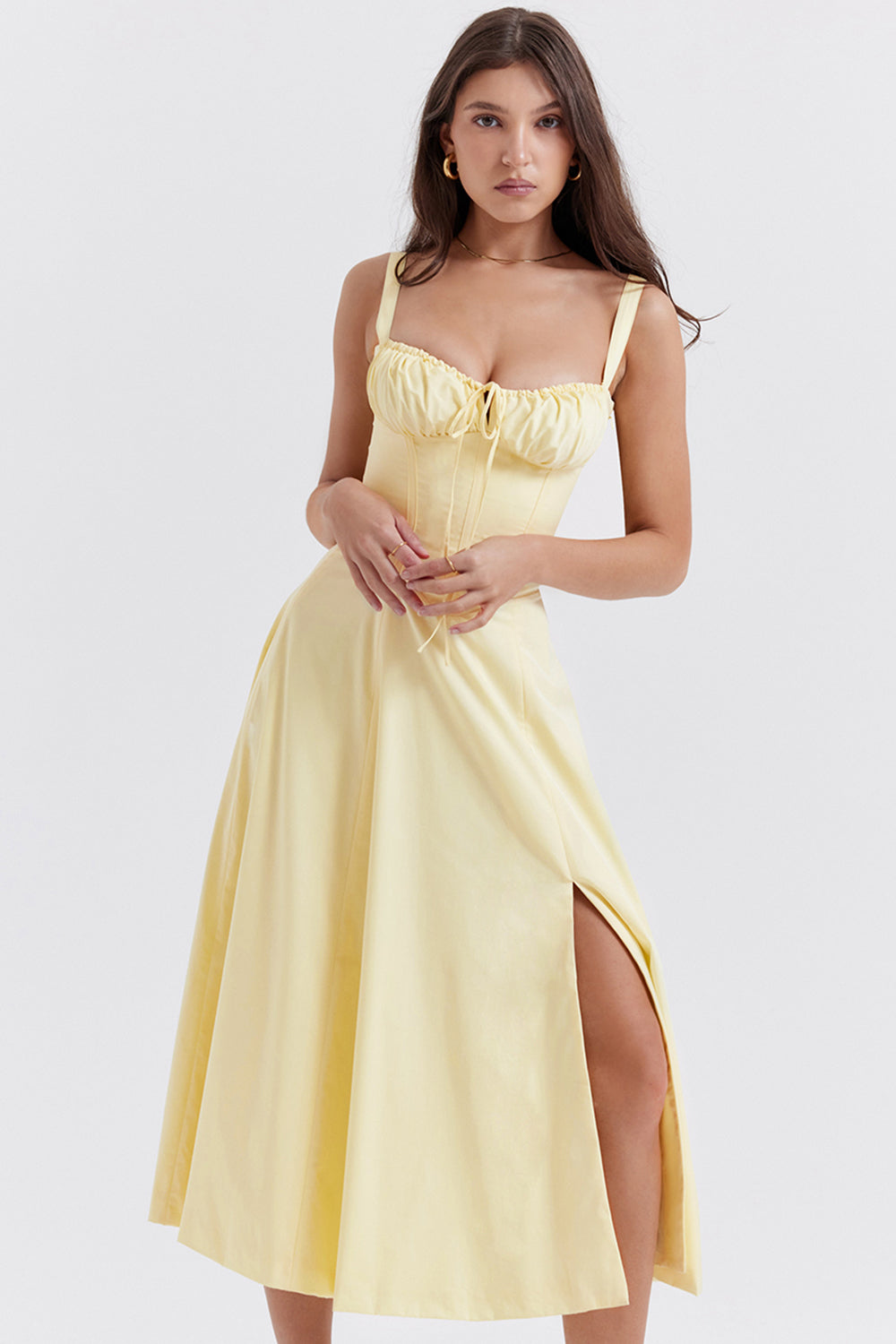 Luma – Vestido Bustier Entallado con Estampado Floral de Primavera