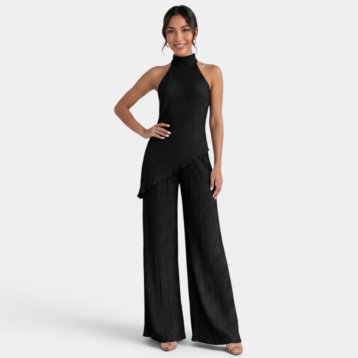 Conjunto Mujer Halter Pantalón Plisado