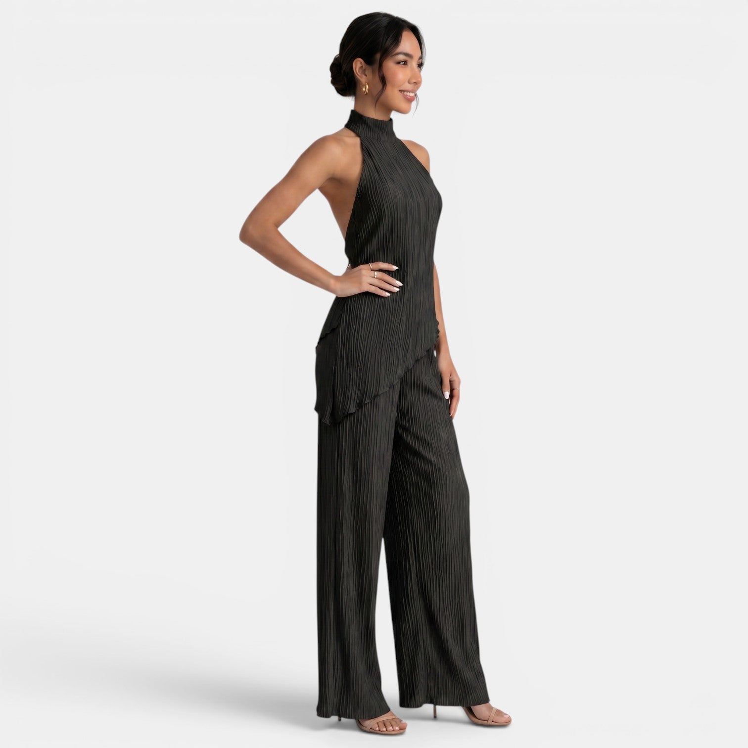 Conjunto Mujer Halter Pantalón Plisado