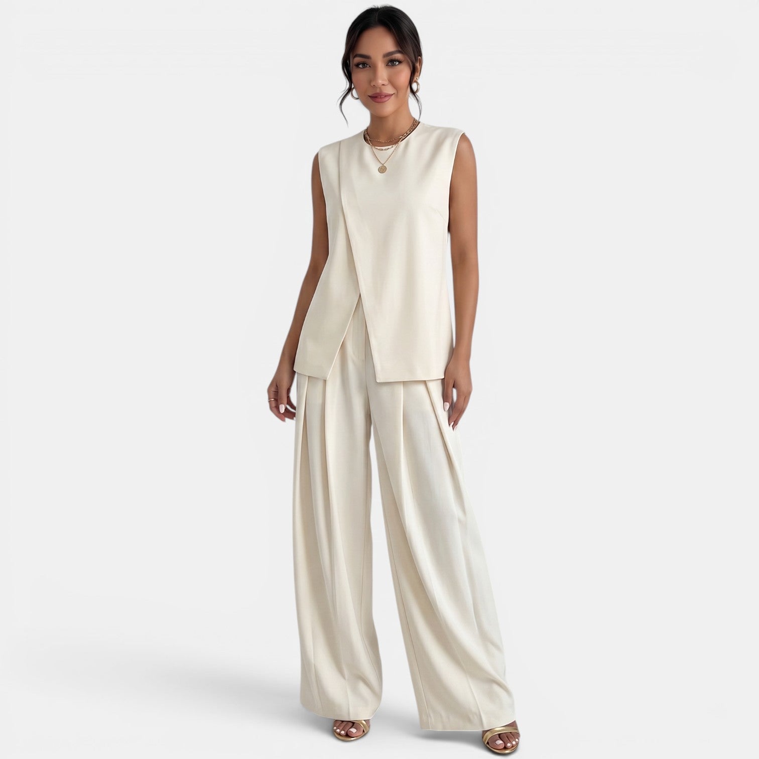 Conjunto Chaleco Beige Mujer