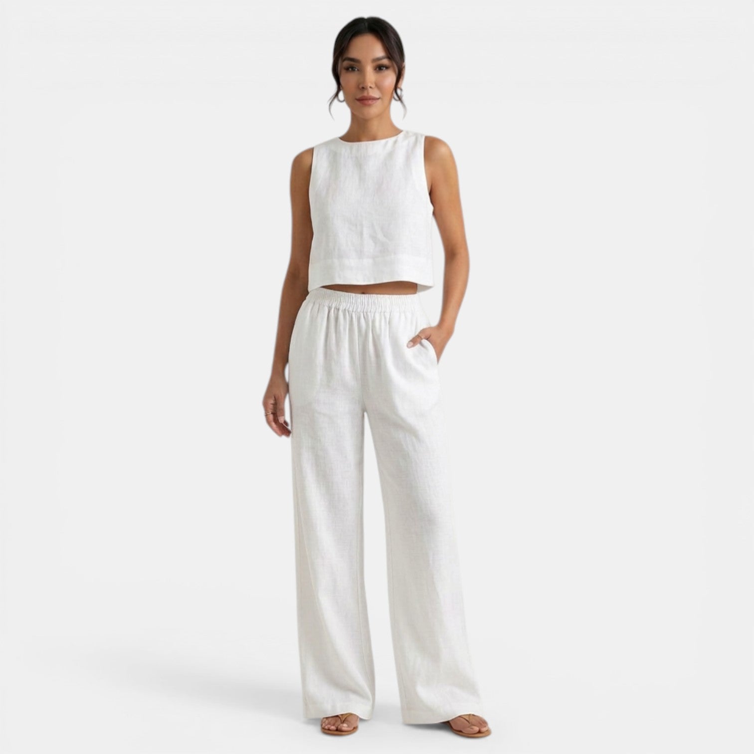 Conjunto Verano Mujer sin Mangas y Pantalón Holgado