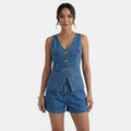 Conjunto Denim Mujer Chaleco y Shorts