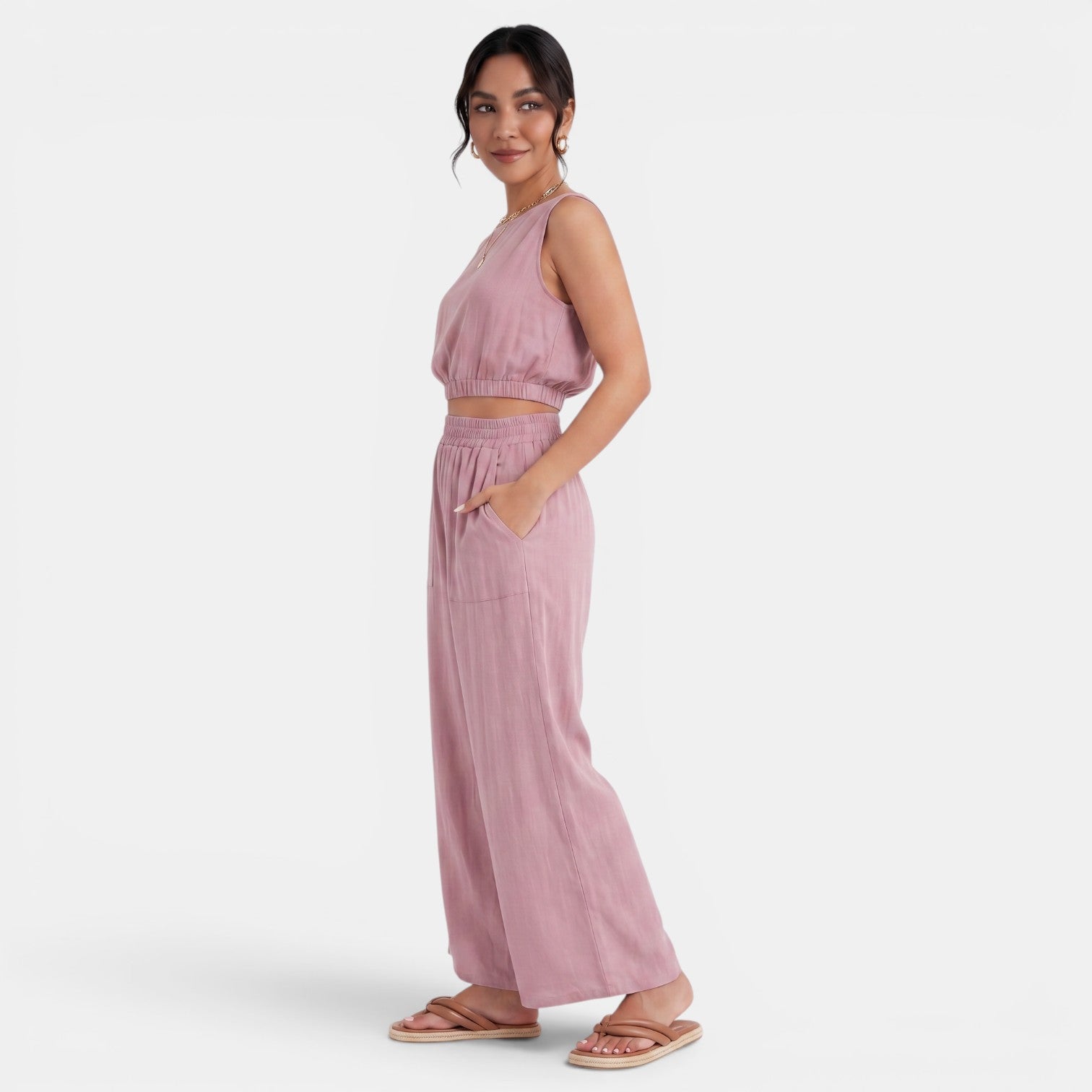 Conjunto Mujer Top y Pantalón Ancho