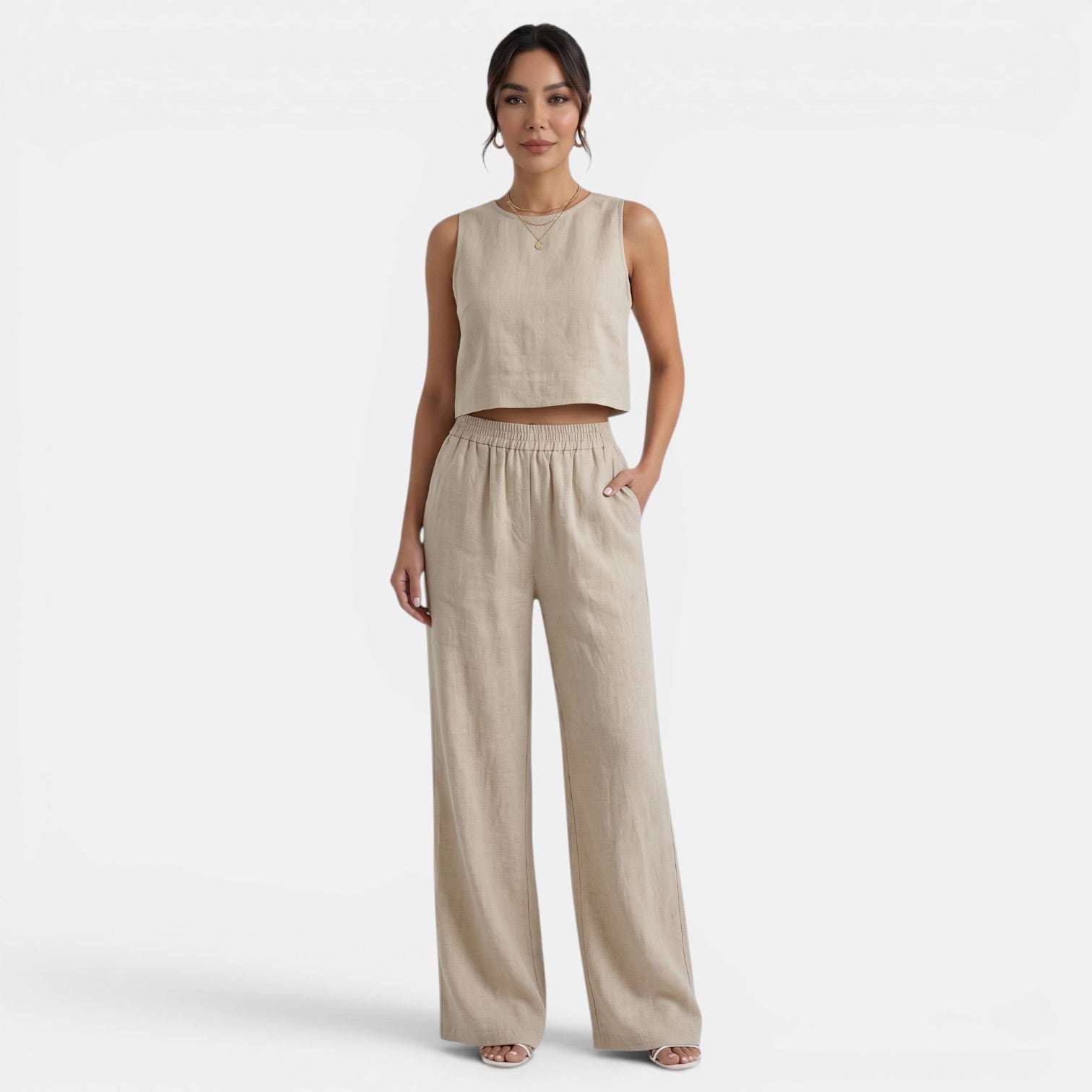 Conjunto Verano Mujer sin Mangas y Pantalón Holgado