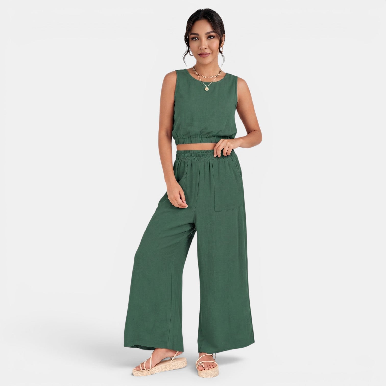 Conjunto Mujer Top y Pantalón Ancho