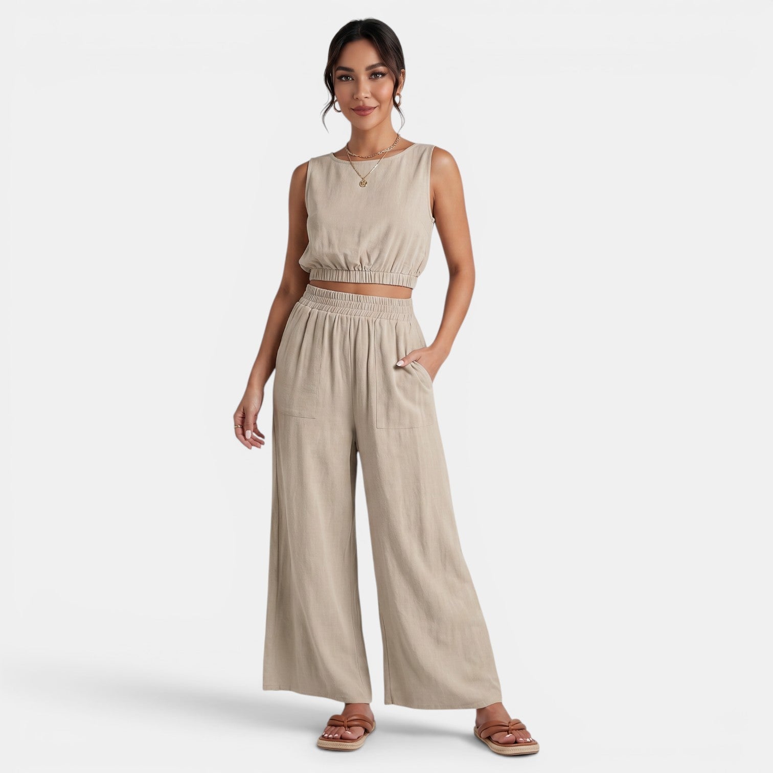 Conjunto Mujer Top y Pantalón Ancho
