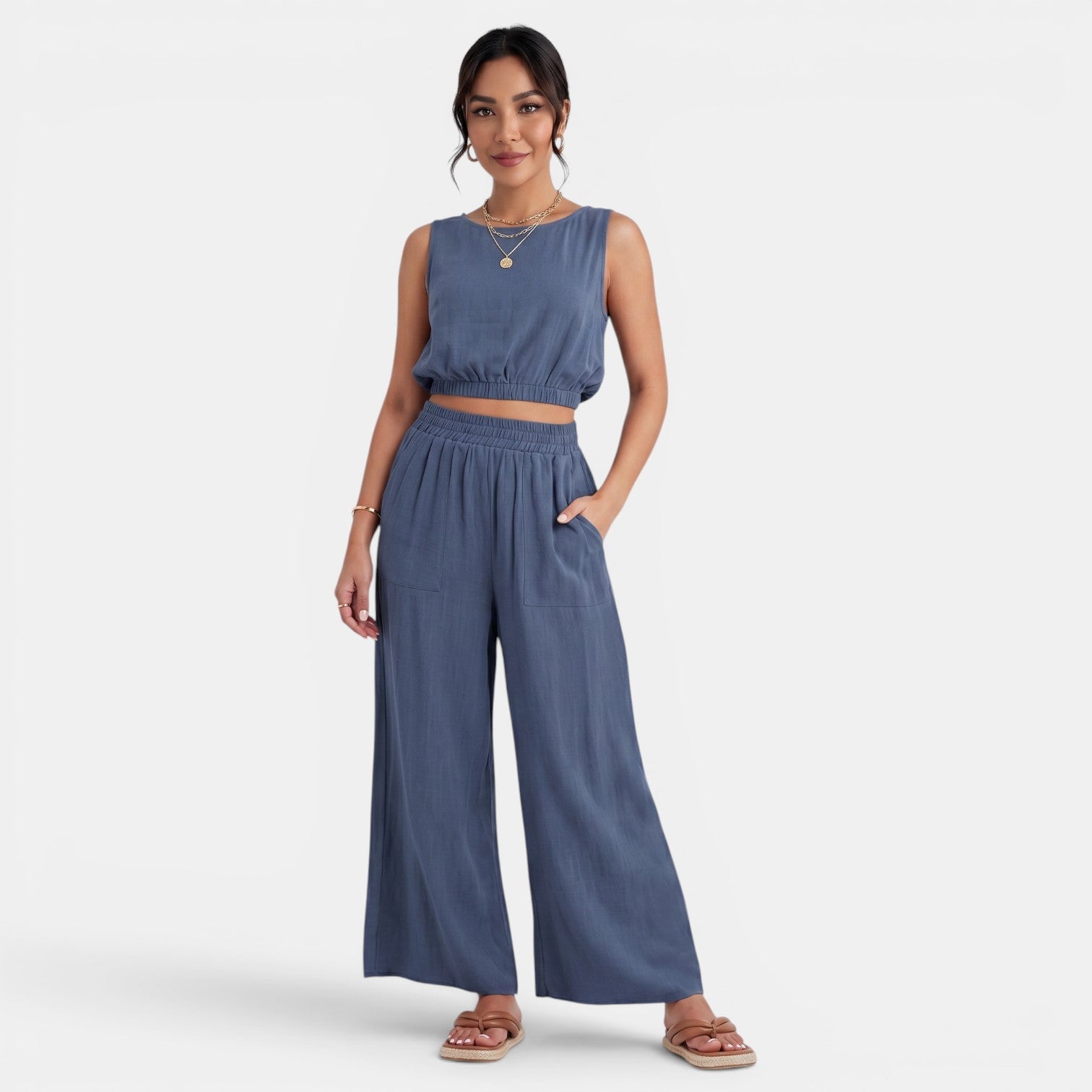 Conjunto Mujer Top y Pantalón Ancho