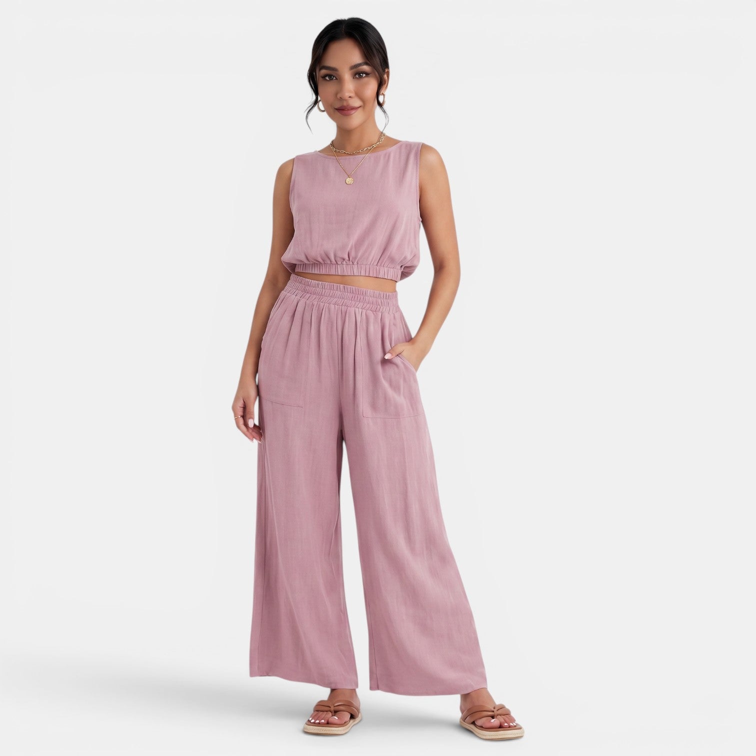 Conjunto Mujer Top y Pantalón Ancho