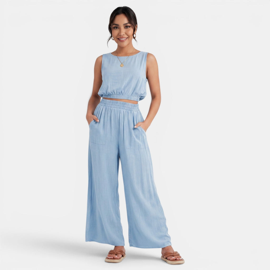 Conjunto Mujer Top y Pantalón Ancho