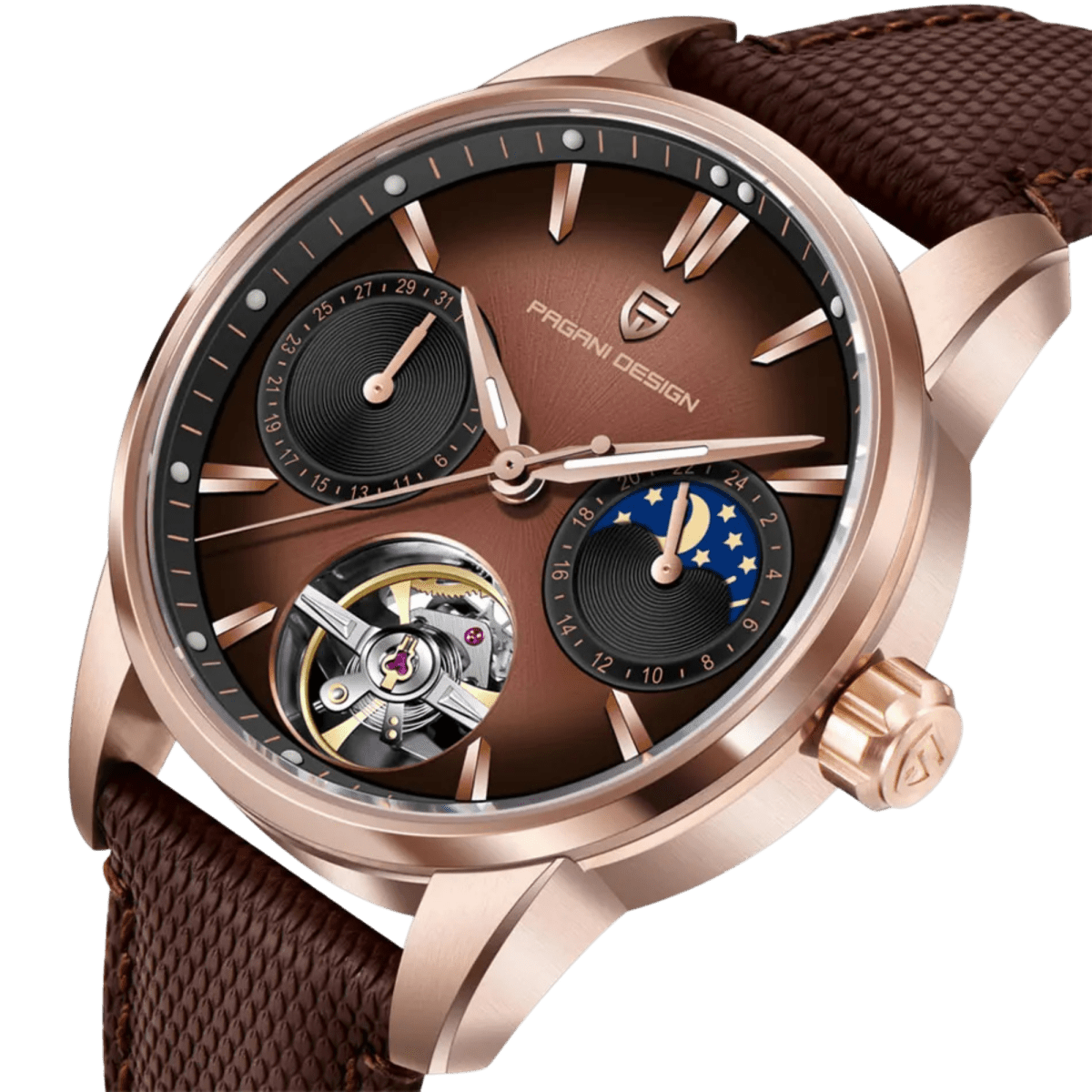 Pagani Design PD-YS021 – Reloj Automático con Correa de Piel Sintética